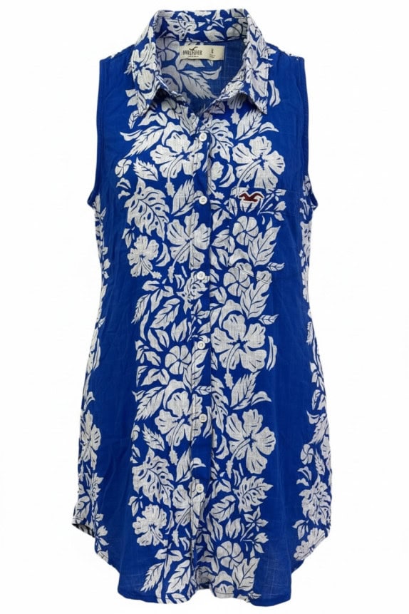 HOLLISTER ΑΜΑΝΙΚΟ ΠΟΥΚΑΜΙΣΟ FLORAL ΜΠΛΕ ΓΥΝΑΙΚΕΙΟ PRE OWNED S