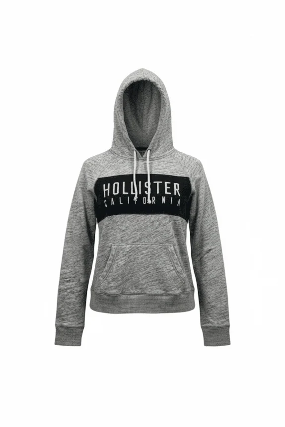 Hollister Felpa Hoodie Casual Logo Grigio Donna M
