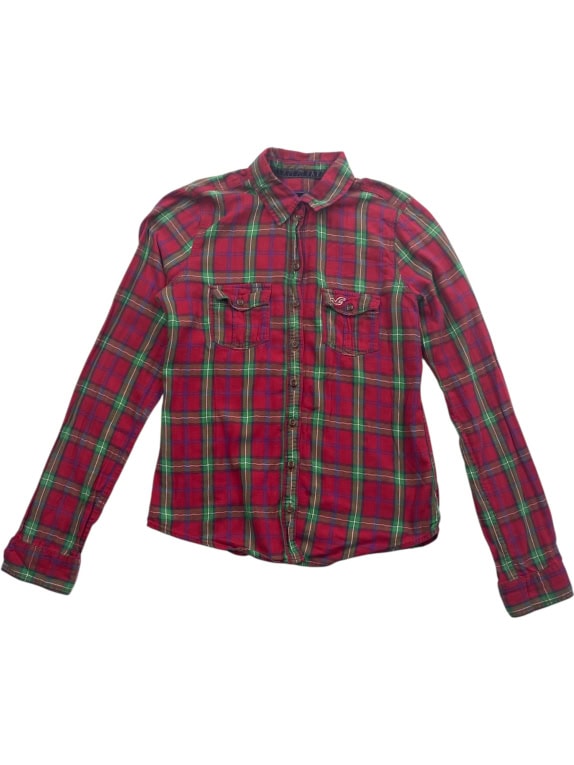 Hollister Camicia casual a quadri con logo rossa unisex S