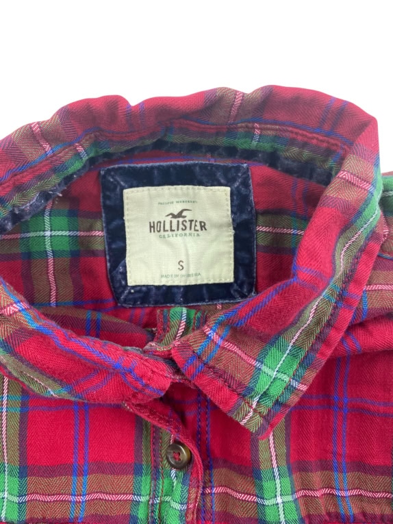 Hollister Camicia casual a quadri con logo rossa unisex S