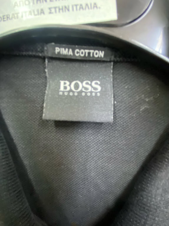HUGO BOSS POLO CON ZIP IN COTONE PIMA NERO UNISEX XL