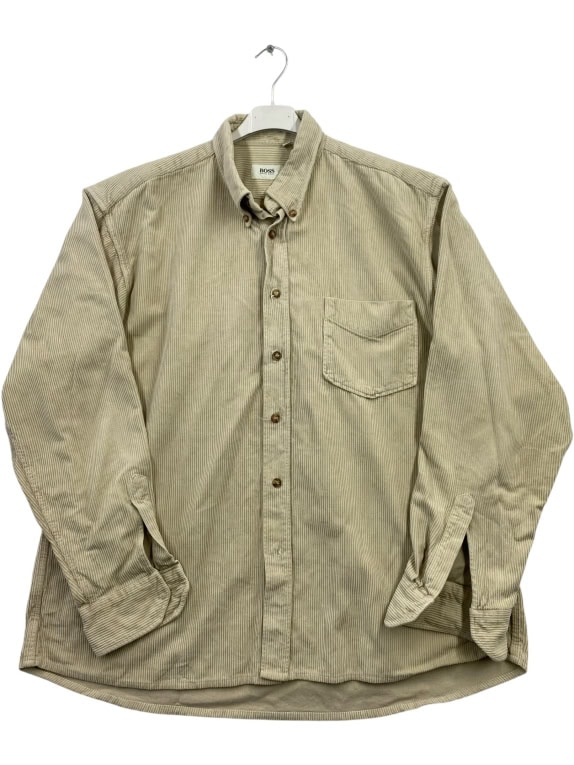 HUGO BOSS CAMICIA VINTAGE CON LOGO BEIGE DA UOMO XXL