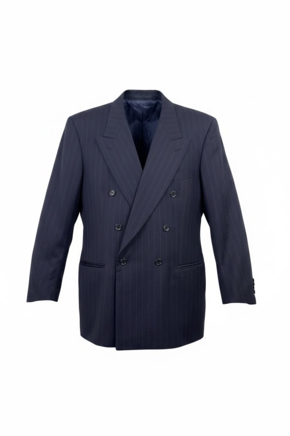 HUGO BOSS ΣΑΚΑΚΙ DOUBLE BREASTED PINSTRIPE ΜΠΛΕ UNISEX L