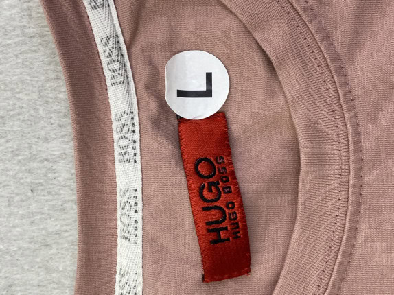 HUGO BOSS T SHIRT MINIMAL PINK UNISEX PRE OWNED L