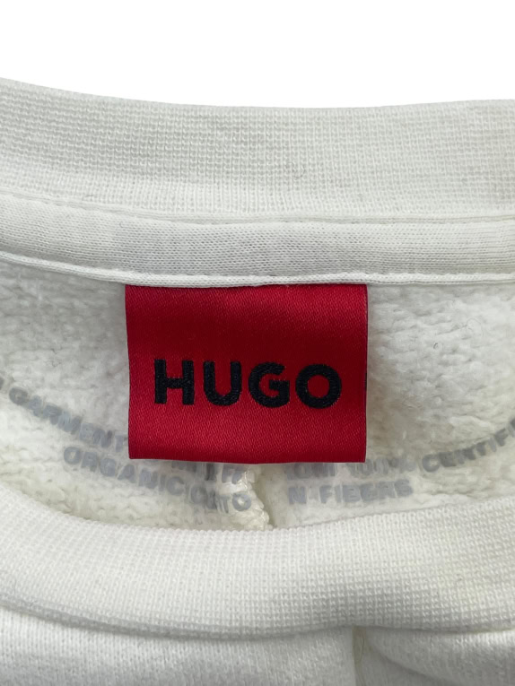 HUGO Felpa cropped bianca con pieghe da donna M