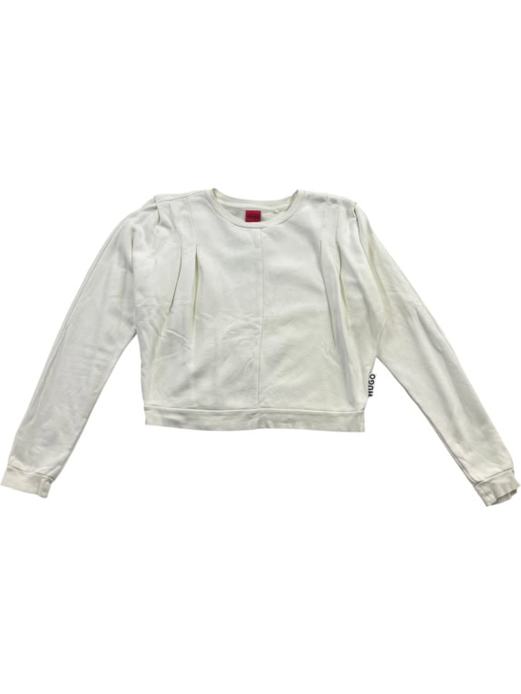 HUGO Felpa cropped bianca con pieghe da donna M