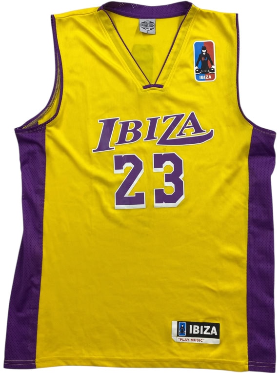 IBIZA PLANET 2000 BASKETBALL JERSEY VINTAGE STYLE ΛΟΓΟΤΥΠΟ DJ ΚΙΤΡΙΝΟ/ΜΩΒ UNISEX M