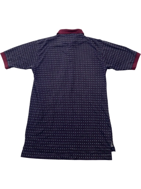 Izod Club Patterned Polo Shirt Blue with Burgundy Collar
