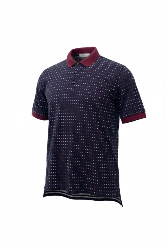 Polo Izod Club fantasia blu con colletto bordeaux