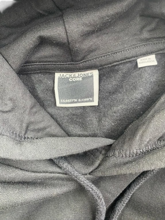 JACK & JONES CORE Felpa con cappuccio casual Tokyo con logo nera da uomo S