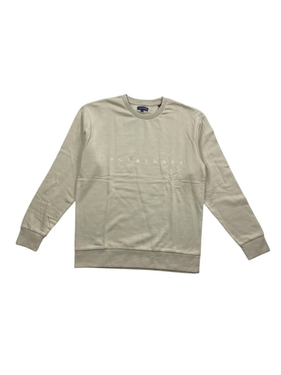 JACK & JONES Sweatshirt CASUAL Embroidered Logo Beige Men’s L