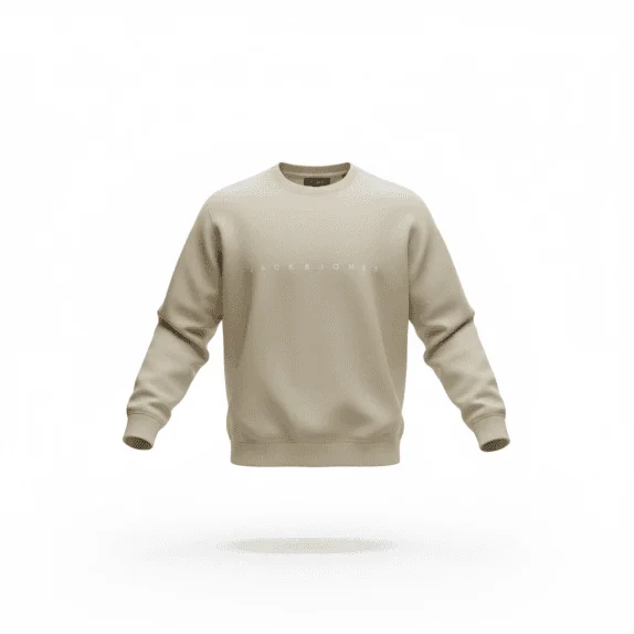 JACK & JONES Sweatshirt CASUAL Embroidered Logo Beige Men’s L