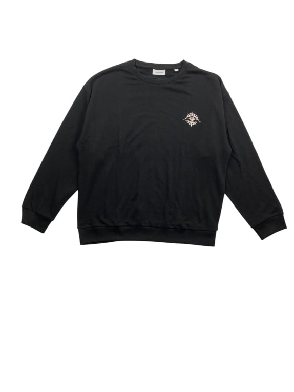 JACK & JONES Crewneck Sweatshirt Casual Graphic Logo Black Men’s L/XL