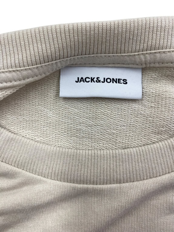 JACK & JONES Felpa girocollo casual con logo grafico beige da uomo XL