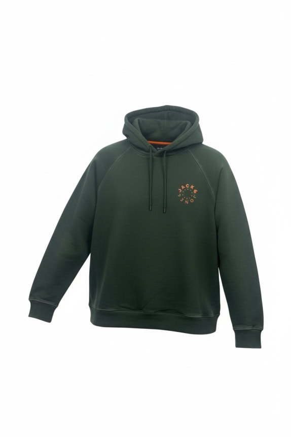 JACK & JONES FELPA CON CAPPUCCIO CON LOGO CIRCOLARE CIPRESSO DA UOMO LARGE