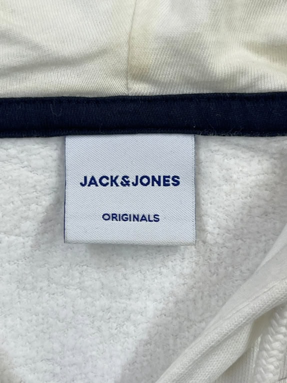 Jack & Jones Felpa con cappuccio con zip logo bianco unisex L