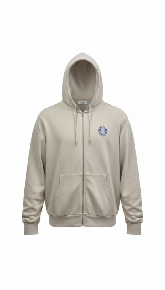 JACK & JONES ZIP-UP HOODIE SURF LOGO BEIGE MEN'S 4XL