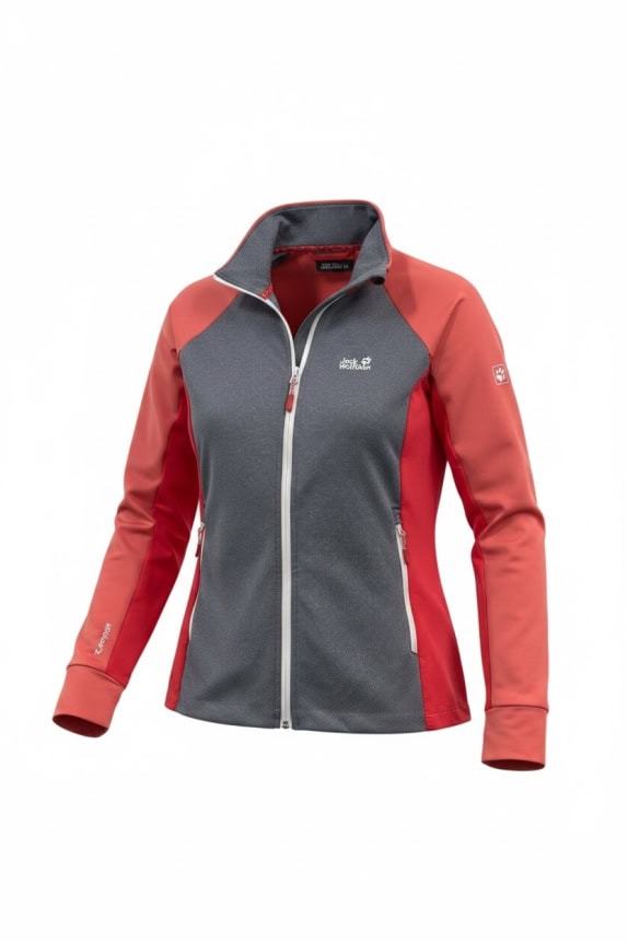 Jack Wolfskin Zip-Up Fleece Jacket Δίχρωμο Γκρι/Κοραλί Unisex