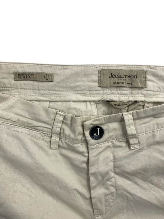 Jeckerson Παντελόνι Chino Slim Fit Casual Logo Μπεζ Ανδρικό 30