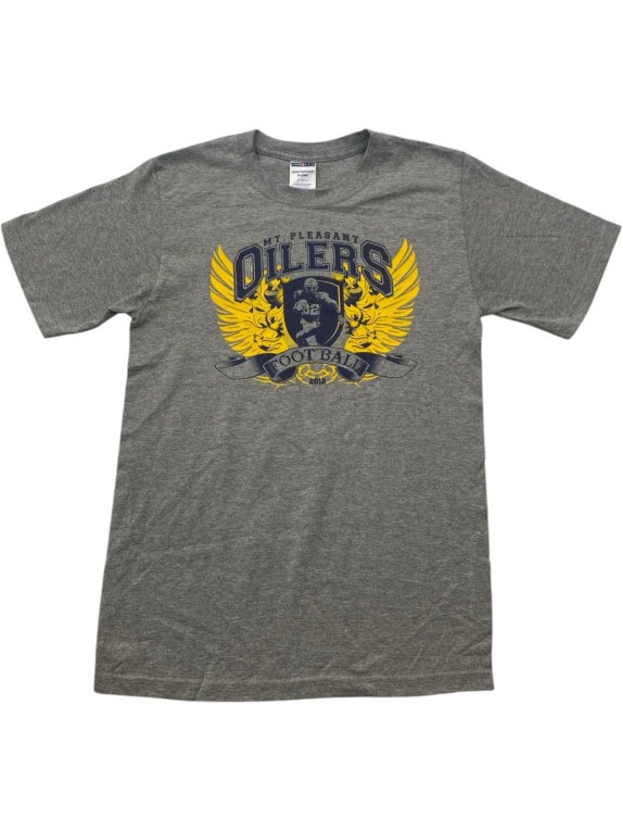 JERZEES GRAPHIC T SHIRT SPORTSWEAR ΓΚΡΙ UNISEX PRE OWNED S