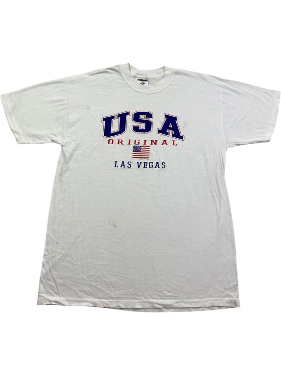 JERZEES USA ORIGINAL LAS VEGAS T-SHIRT 90s EMBROIDERED ΛΕΥΚΟ UNISEX L