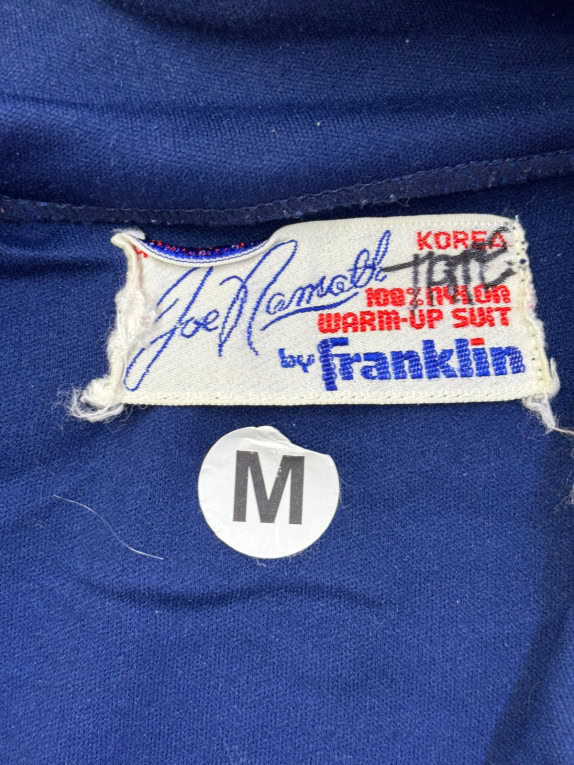 JOE NAMATH BY FRANKLIN TRACK JACKET VINTAGE SPORTSWEAR NAVY UOMO PRE OWNED M