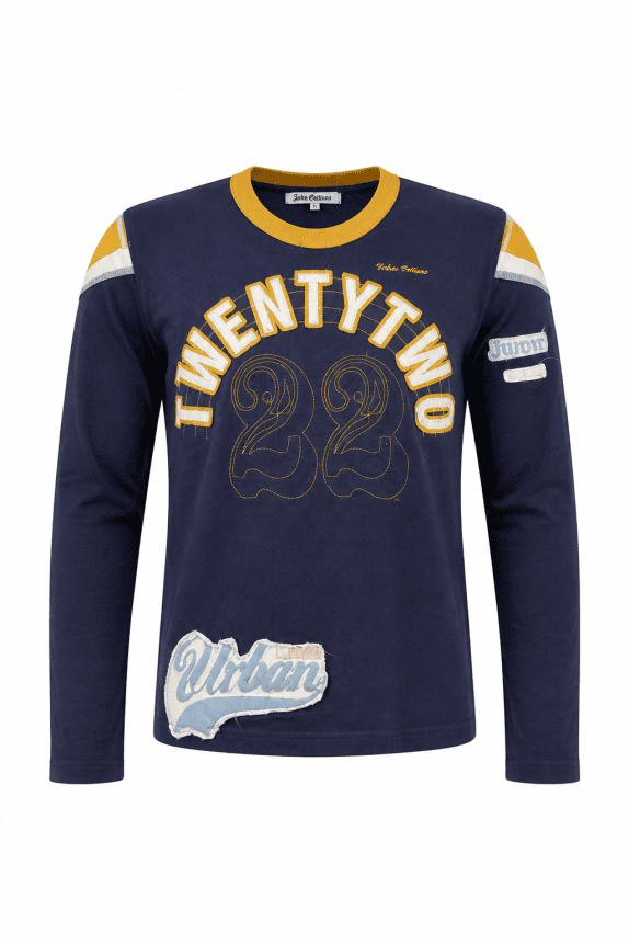 URBAN VINTAGE GRAPHIC LONG SLEEVE SHIRT NAVY MEN PRE OWNED M