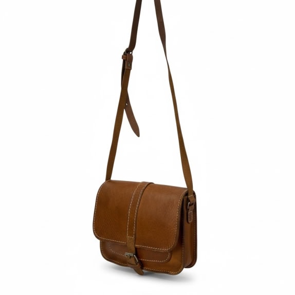 Borsa crossbody in pelle marrone con tracolla regolabile
