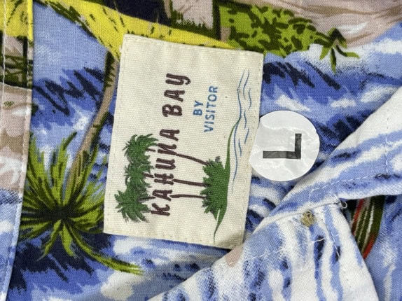 KAHALA BAY TROPICAL SHIRT BLUE MENS PRE OWNED L