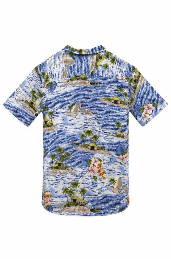 KAHALA BAY TROPICAL SHIRT BLUE MENS PRE OWNED L