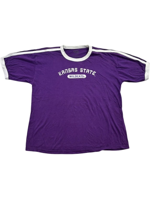 KANSAS STATE RINGER T SHIRT COLLEGIATE ΜΩΒ ΓΥΝΑΙΚΕΙΟ PRE OWNED L