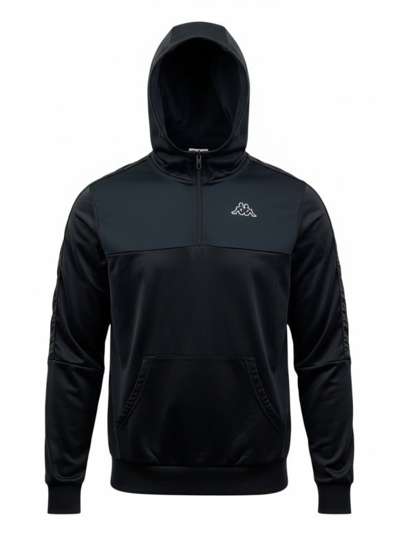 KAPPA FELPA CON CAPPUCCIO STILE VINTAGE LOGO NERO UOMO L