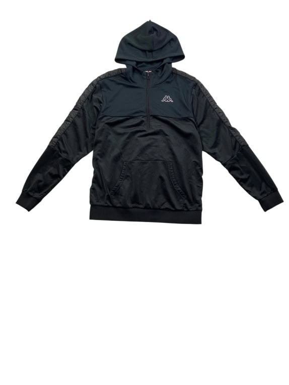 KAPPA FELPA CON CAPPUCCIO STILE VINTAGE LOGO NERO UOMO L