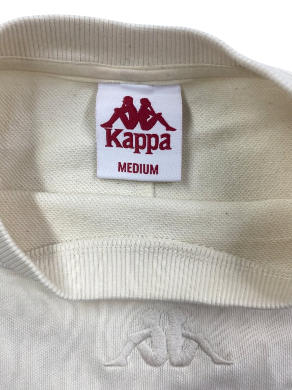 Kappa Felpa Vintage con Logo Ricamato Ecru Unisex M