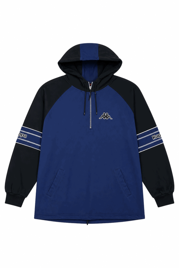 90s KAPPA HOODIE STREETWEAR BLUE BLACK MEN PRE OWNED XL