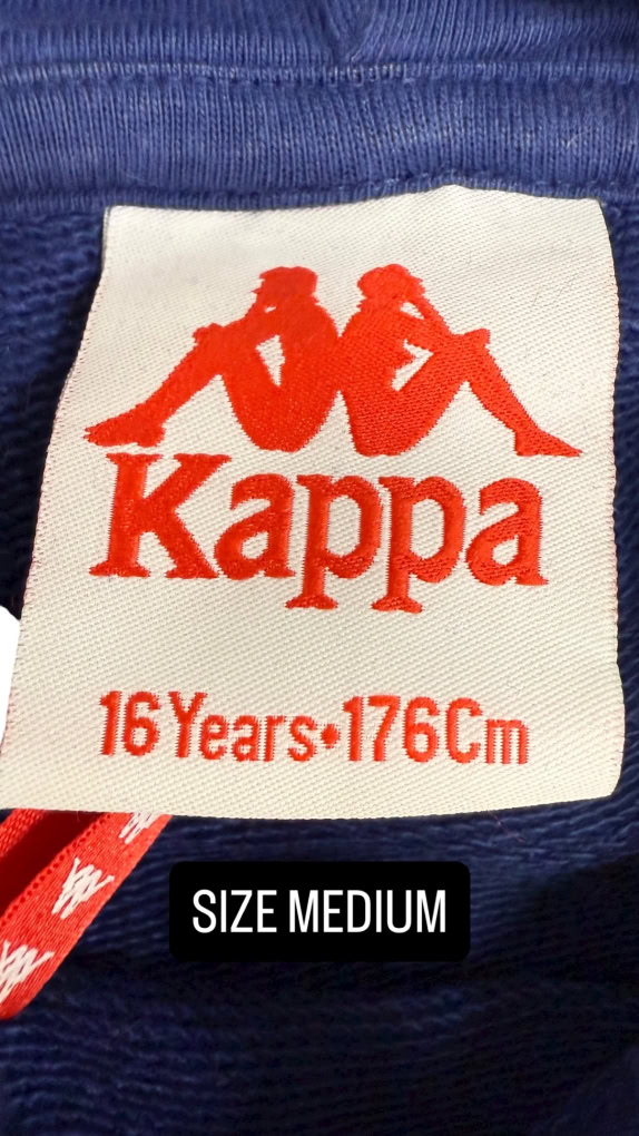 Kappa Felpa blu con loghi sulle maniche VINTAGE – M