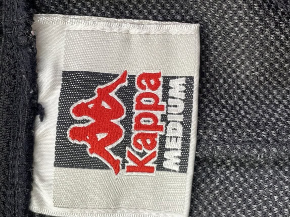 90s KAPPA PANTALONI TRACK MODERNI NERO E GRIGIO UOMO PRE OWNED M