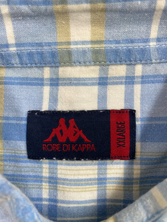KAPPA CHECKED SHIRT WITH LOGO BLUE/WHITE MEN'S XXL