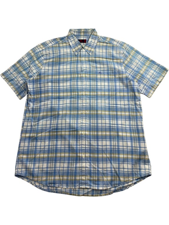 KAPPA CHECKED SHIRT WITH LOGO BLUE/WHITE MEN'S XXL
