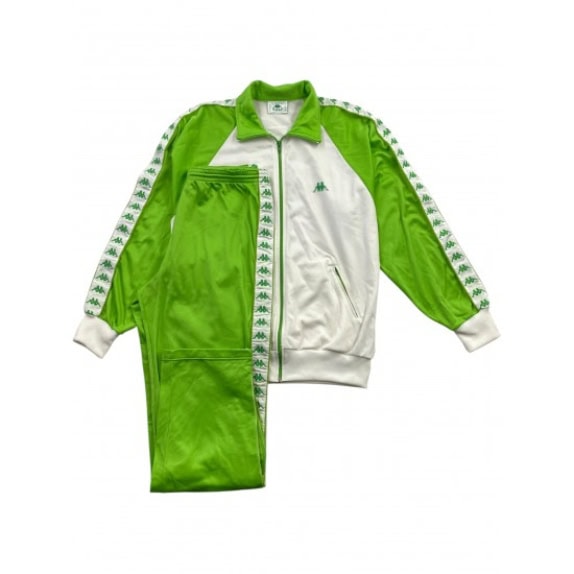 KAPPA COMPLETO TUTA VINTAGE CON NASTRO LOGATO VERDE/BIANCO UNISEX L