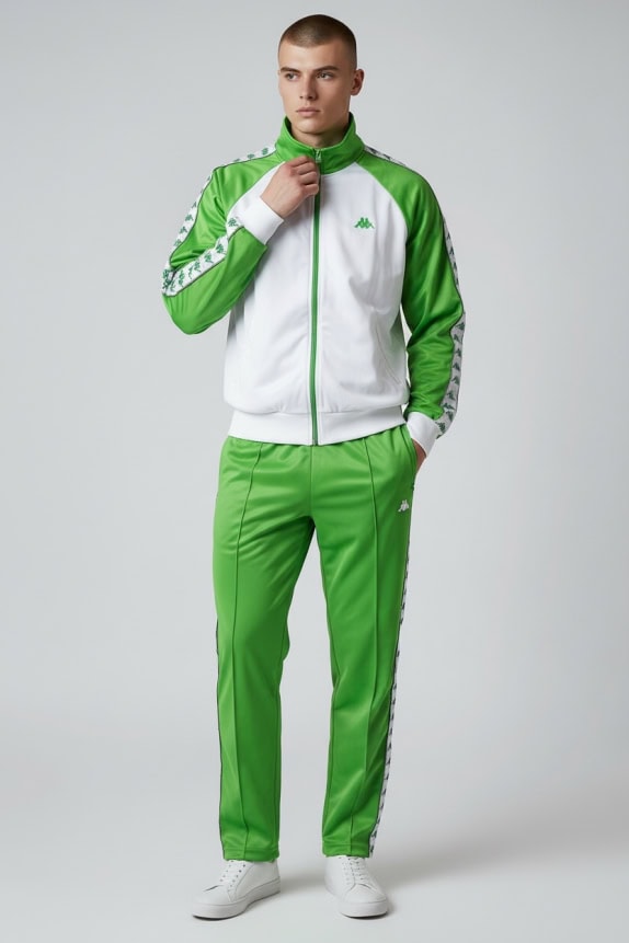 KAPPA VINTAGE TRACKSUIT SET WITH LOGO TAPE GREEN/WHITE UNISEX L