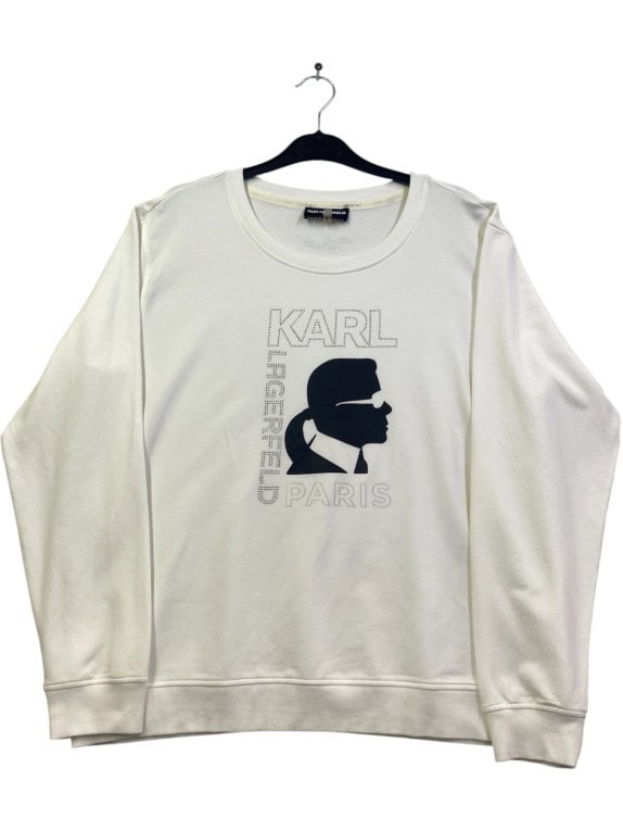 KARL LAGERFELD FELPA STREETWEAR ECRU WOMAN PRE OWNED