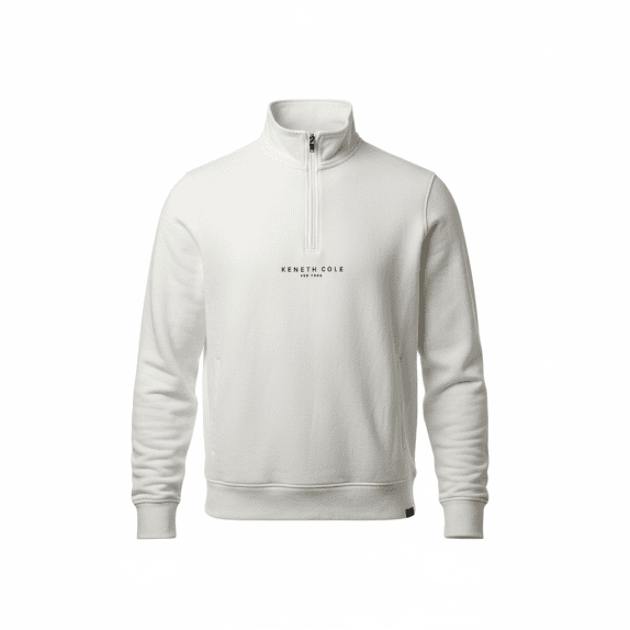 KENNETH COLE ΦΟΥΤΕΡ 1/4 ZIP CASUAL LOGO ΛΕΥΚΟ/ΕΚΡΟΥ ΑΝΔΡΙΚΟ L