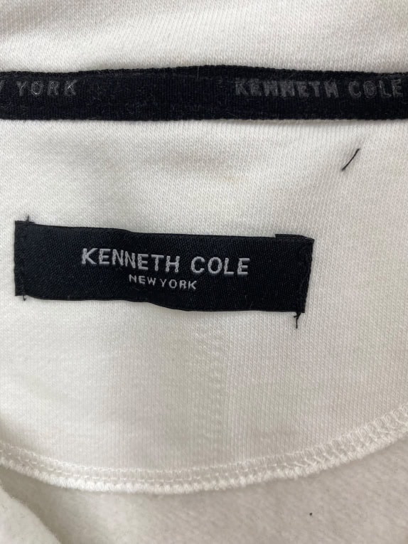 KENNETH COLE 1/4 ZIP SWEATSHIRT CASUAL LOGO WHITE/OFF-WHITE MEN’S L