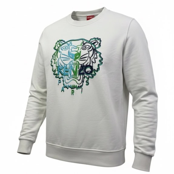 KENZO CREWNECK GRAPHIC MINIMAL OFF WHITE MENS PRE OWNED