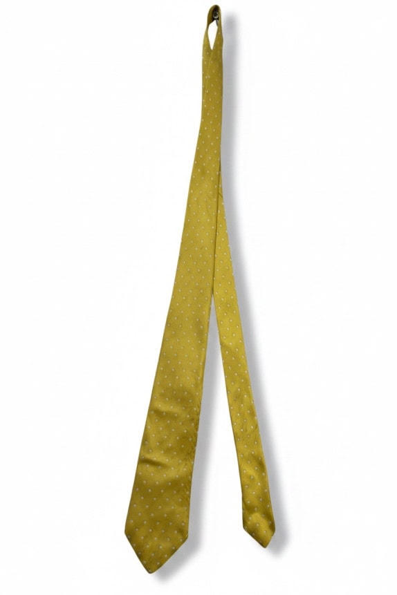 KENZO PARIS CRAVATTA CLASSIC POIS GIALLO SENAPE UOMO PRE OWNED