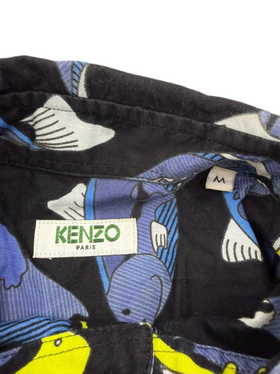 KENZO ΠΟΥΚΑΜΙΣΟ VINTAGE FISH PRINT ΜΑΥΡΟ ΑΝΔΡΙΚΟ M
