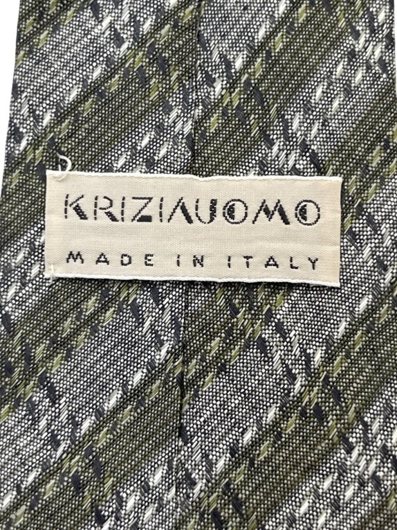 KRIZIA UOMO NECKTIE CLASSIC OLIVE MENS PRE OWNED