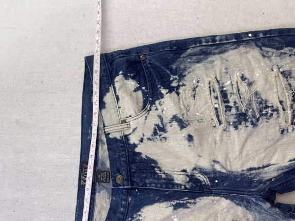 KROYX DENIM SHORTS DESTROYED WASHED BLUE UNISEX PRE OWNED XXXL