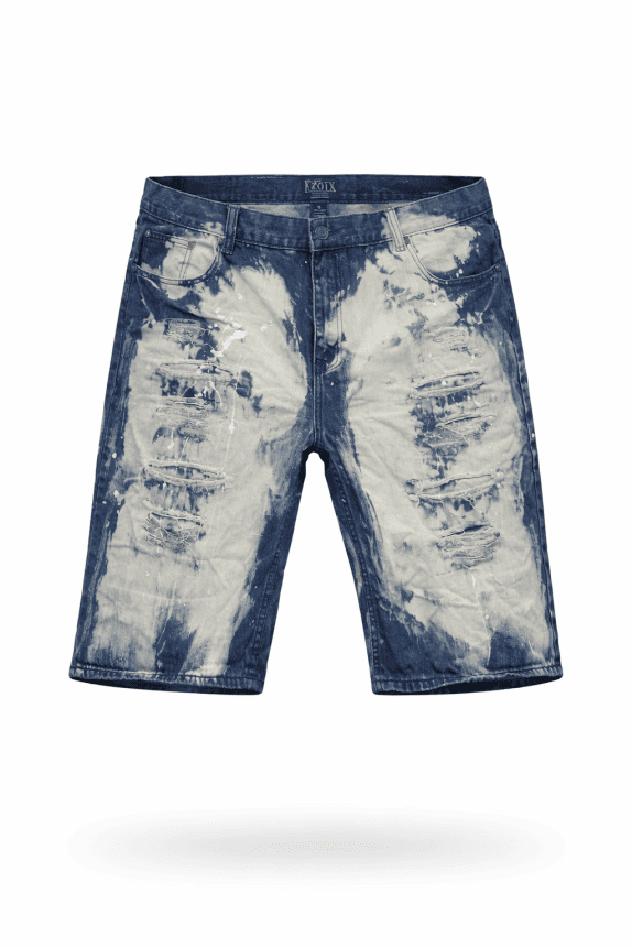 KROYX DENIM SHORTS DESTROYED WASHED BLUE UNISEX PRE OWNED XXXL